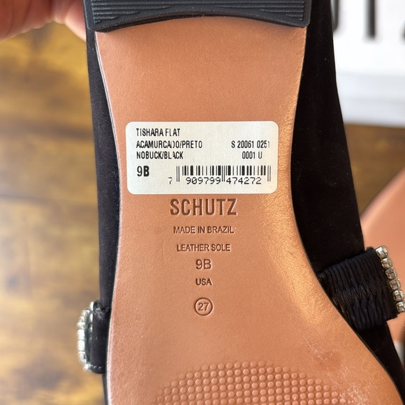 SCHUTZ Black Nubuck Tishara Flats 9 - Picture 9 of 9